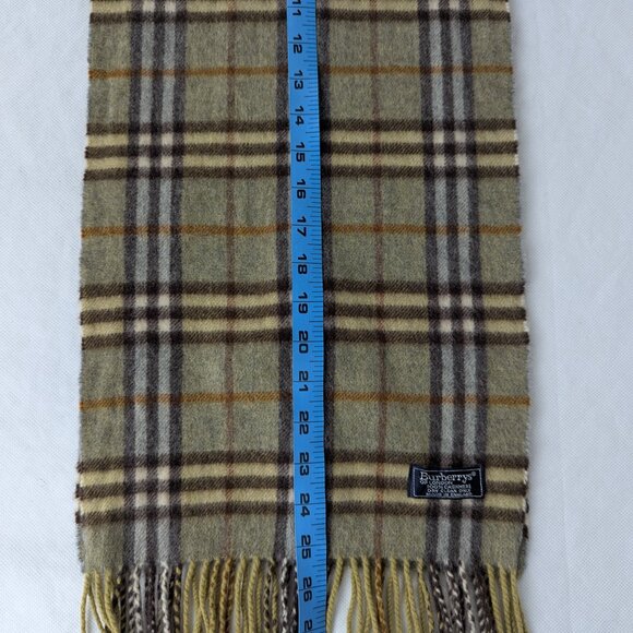 Burberrys Green Nova Check | 100% Cashmere Scarf | Made in England - Picture 8 of 9